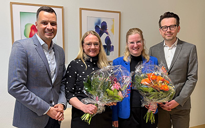 Freuen sich über die Weiterentwicklung der KJPP der KJF Klinik Josefinum (v.l.): Geschäftsführer und Klinikleiter Stefan Prager, die Leitenden Oberärztinnen Dr. Anne Sartor und Elena Kriesbach sowie Privatdozent Dr. Tomasz Jarczok, Chefarzt der Klinik für Kinder- und Jugendpsychiatrie und -psychotherapie.